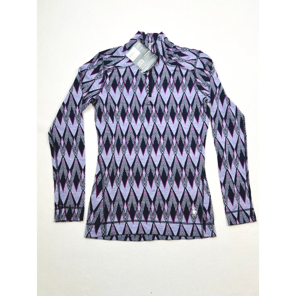 Smartwool Merino 250 Pattern 1/4 Zip Purple‎ Mist Diamond Base Layer Small NEW